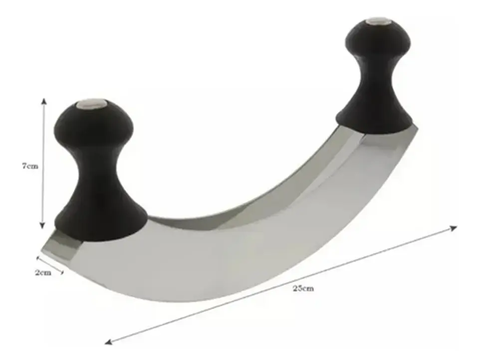 Cuchillo Cortador Doble Hoja Media Luna Acero Doble Mango 3