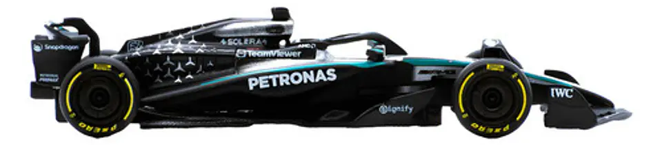 Auto Burago Race Mercedes Amgw16 2025 Escala 1:64 Russell#63 Negro 3
