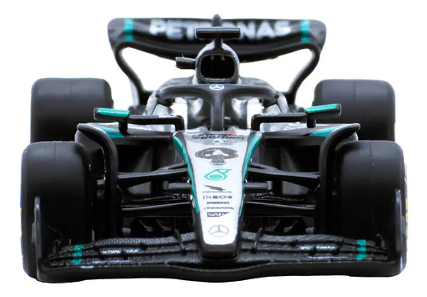 Auto Burago Race Mercedes Amgw16 2025 Escala 1:64 Russell#63 Negro 4