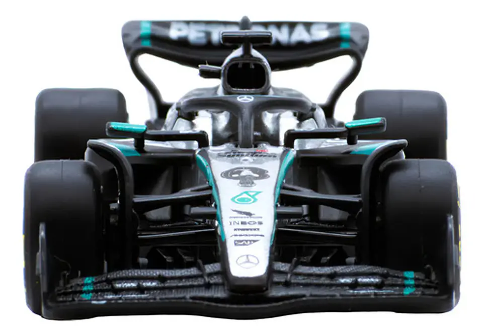 Auto Burago Race Mercedes Amgw16 2025 Escala 1:64 Russell#63 Negro 4