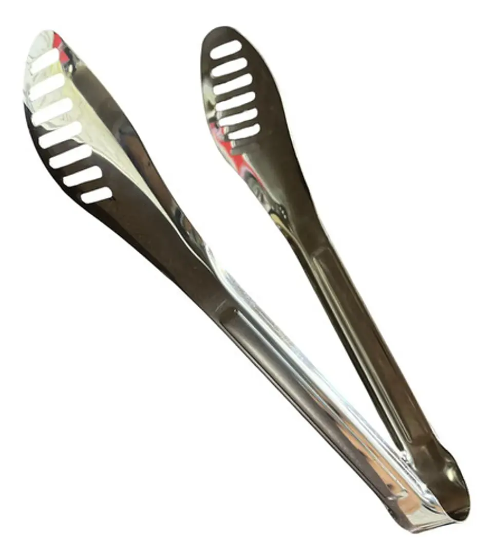 Pinzas De Cocina Ranuradas En Acero Inoxidable 24cm Plateado 2