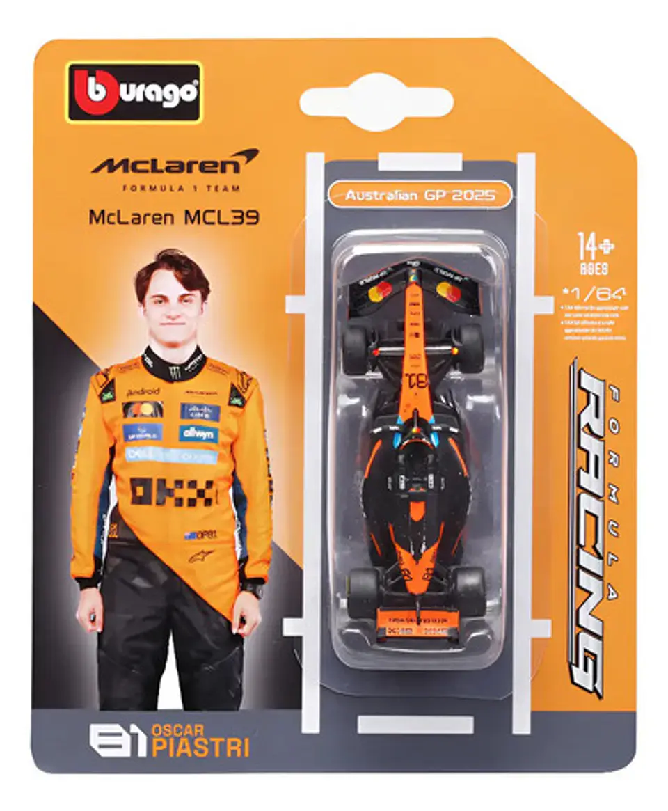 Auto Bburago Race Mclaren Mcl39 2025 Escala 1:64 Piastri #81 1