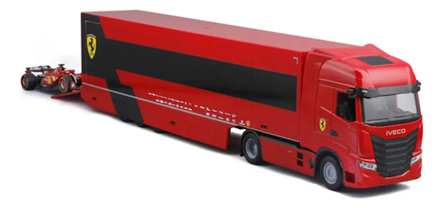 Tráiler Sfr Iveco Cab + Auto Sf-24 2024 Escala 1:43 Leclerc - Rojo 2