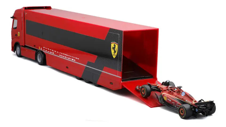 Tráiler Sfr Iveco Cab + Auto Sf-24 2024 Escala 1:43 Leclerc - Rojo 3
