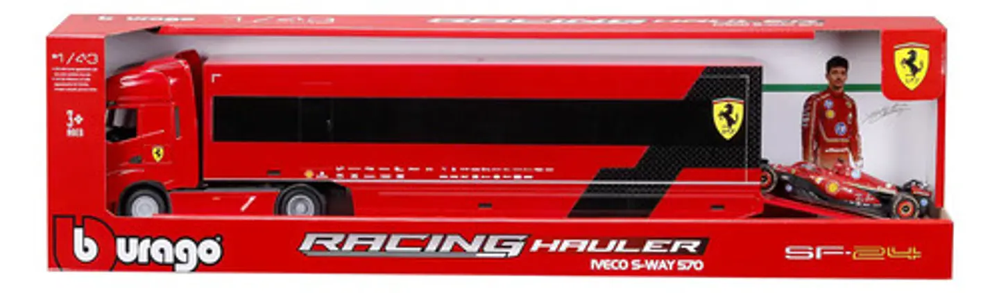 Tráiler Sfr Iveco Cab + Auto Sf-24 2024 Escala 1:43 Leclerc - Rojo 7