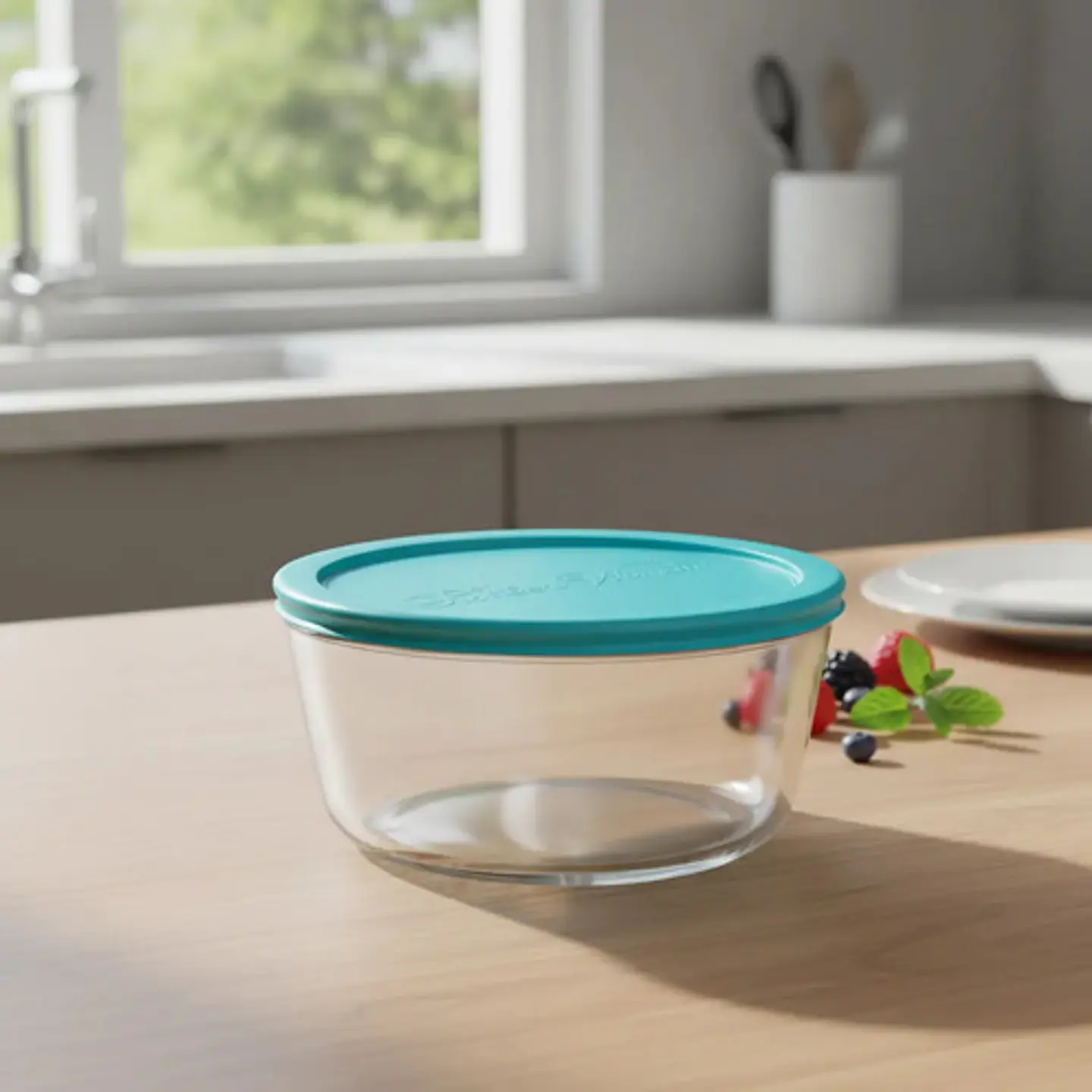 Portacomidas De Vidrio Libbey Redondo Con Tapa Plástica 4