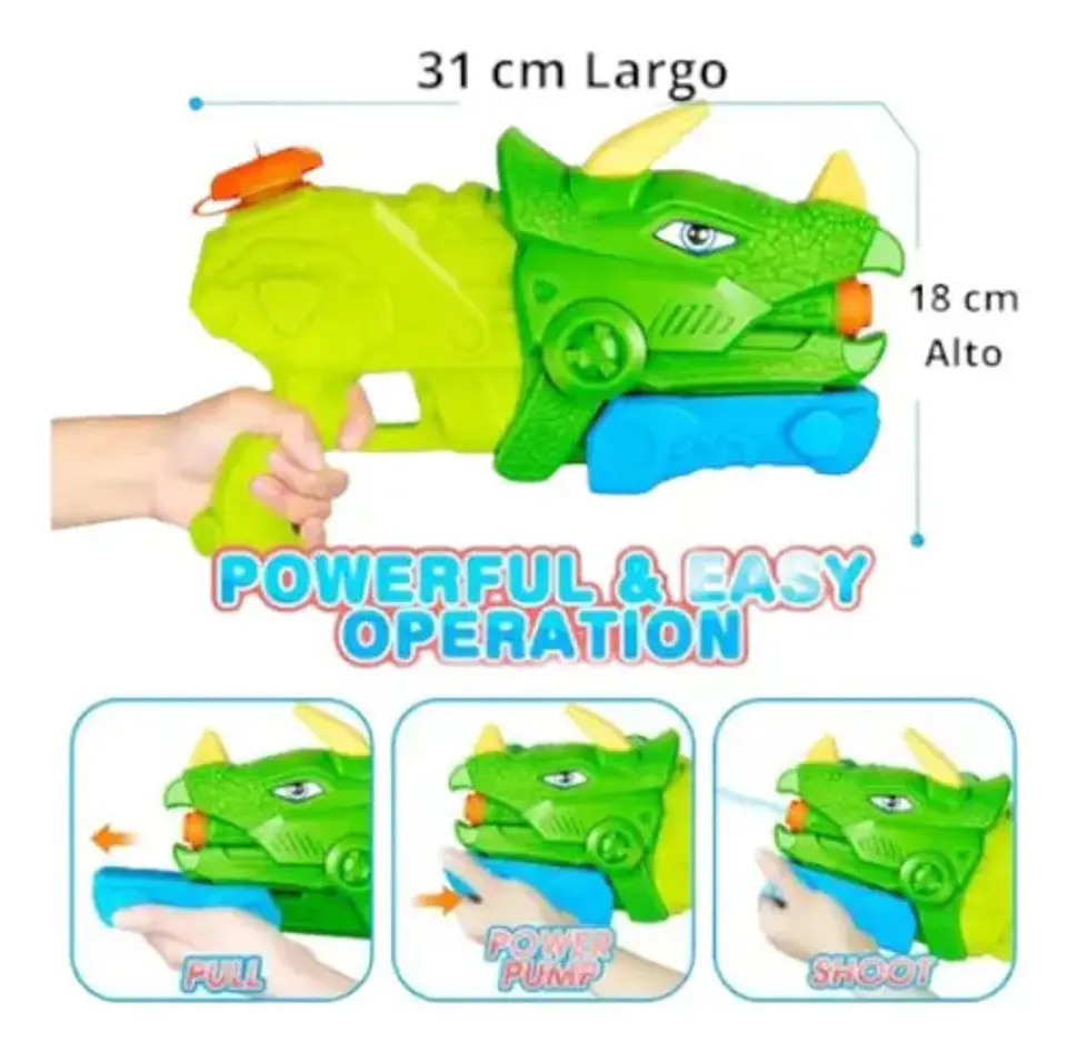 Pistola De Agua Lanzador En Forma  Dinosaurio Juguete Playa 3