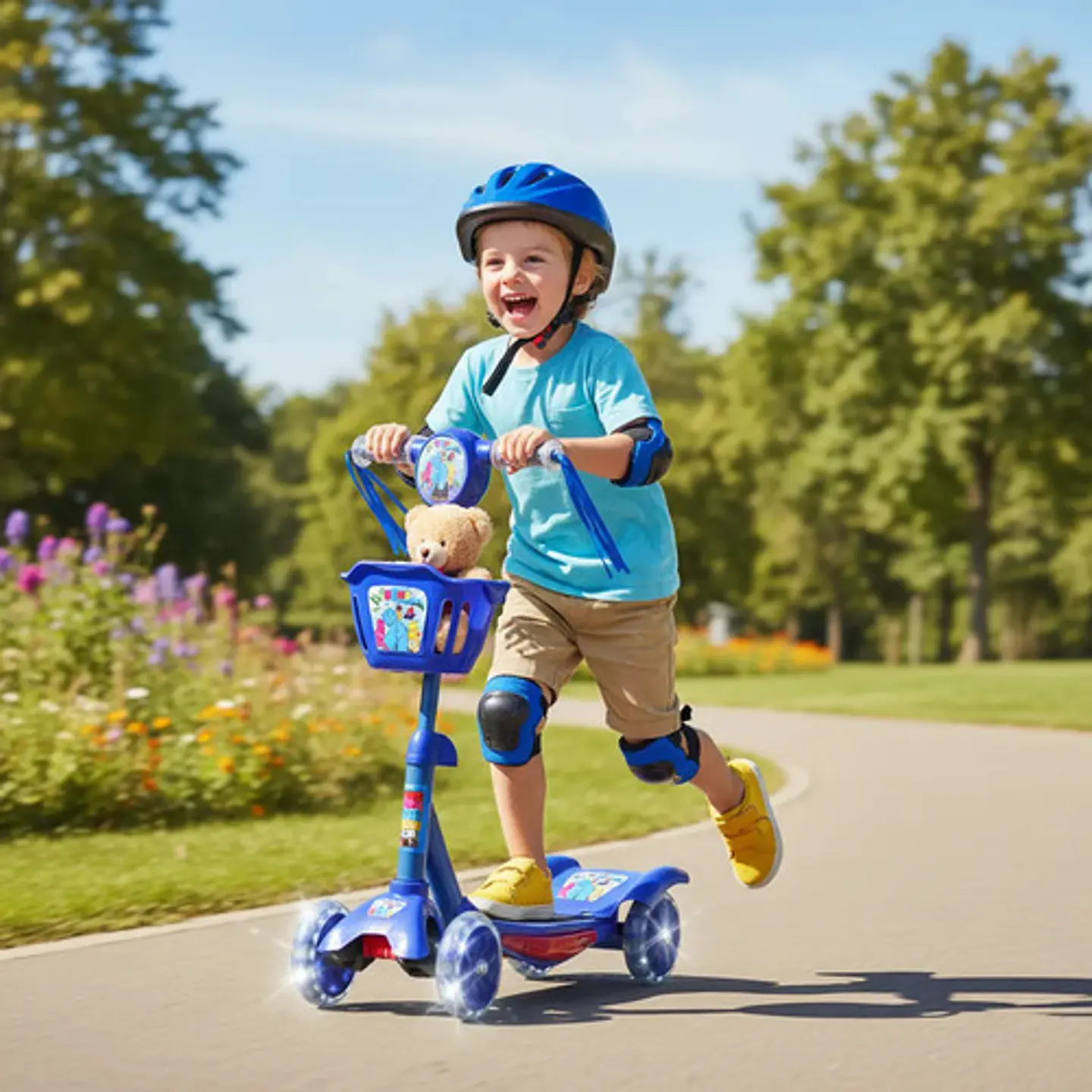 Patineta Scooter Canasta Para Niños Y Niñas Luces Sonidos 1