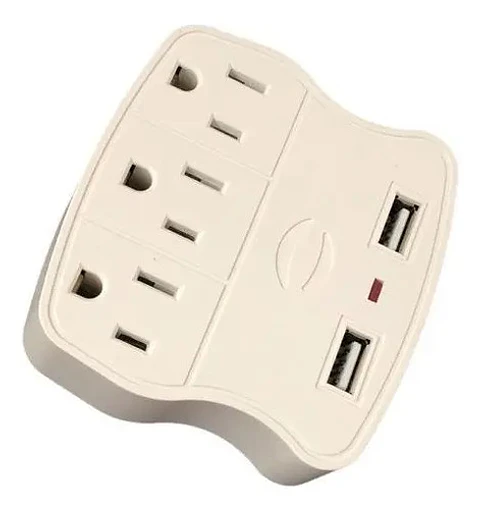 Multitoma Semigaled Con 3 Tomas Y 2 Puertos Usb Portátil
