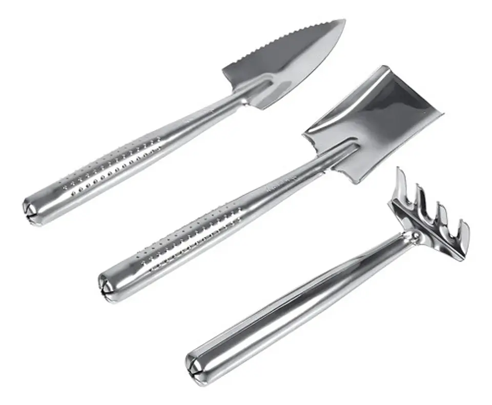 Kit De Jardinería 3 Piezas Pala Rastrillo Acero Inoxidable 2