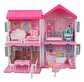 Casa Muñecas  2 Pisos Con Muebles Y  Muñeca Con Luces - Miniatura 3