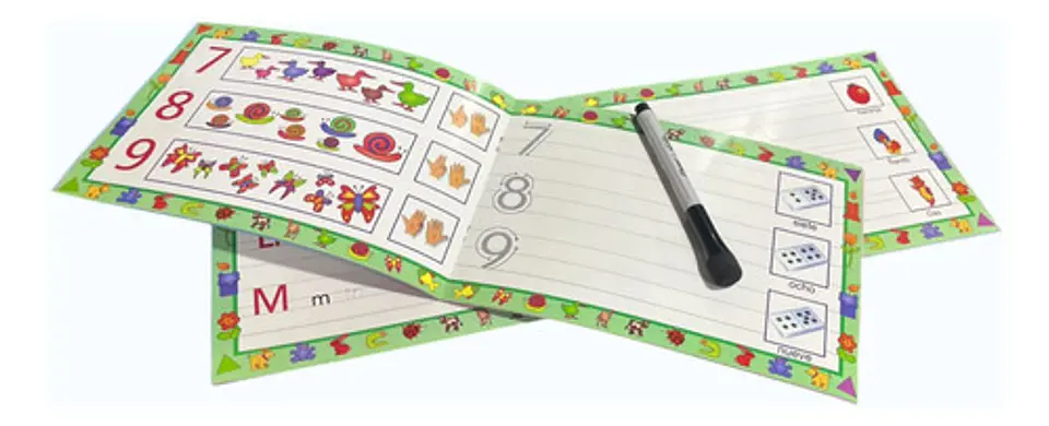 Cartillas Didacticas X2 +marcador Borrable Numeros Y Letras 4