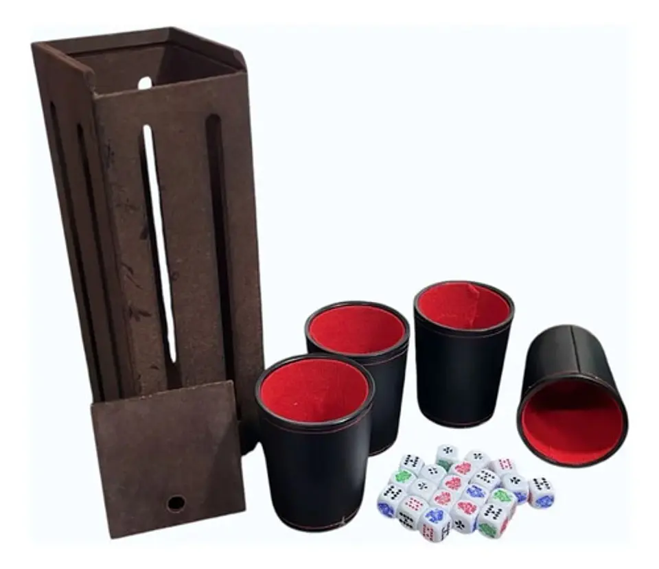 Juego De Cacho X4 Tatucos +20 Dados Poker +estuche De Lujo 3