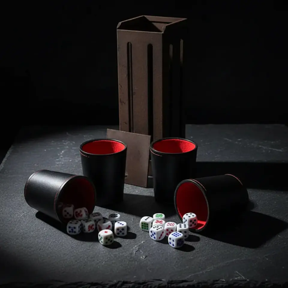 Juego De Cacho X4 Tatucos +20 Dados Poker +estuche De Lujo 5