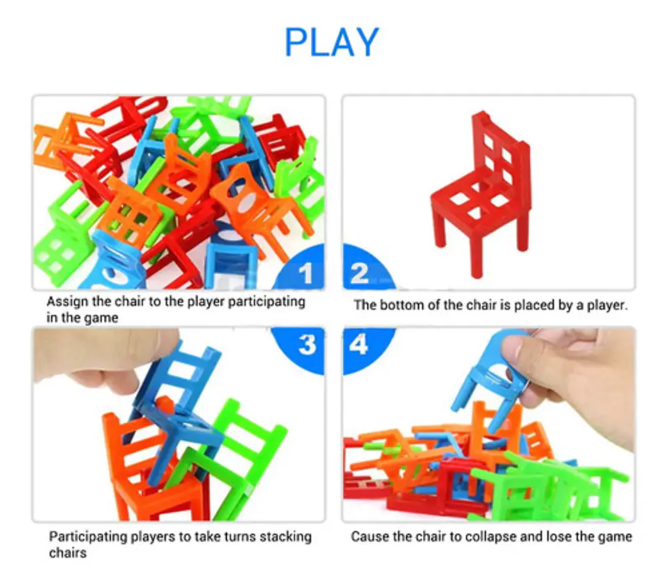 Juego De Mesa Familiar Educativo Niños Sillas Torre Apilable 6