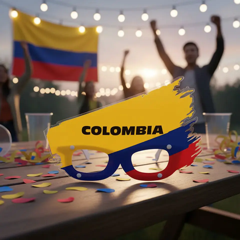 Gafas Cotillón Bandera Seleccion Colombia Mundial Fiestas Blanco Ojos Locos 1