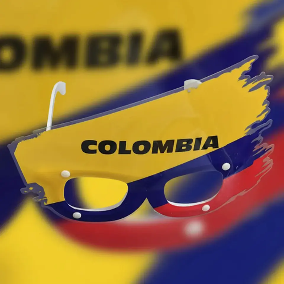 Gafas Cotillón Bandera Seleccion Colombia Mundial Fiestas Blanco Ojos Locos 2