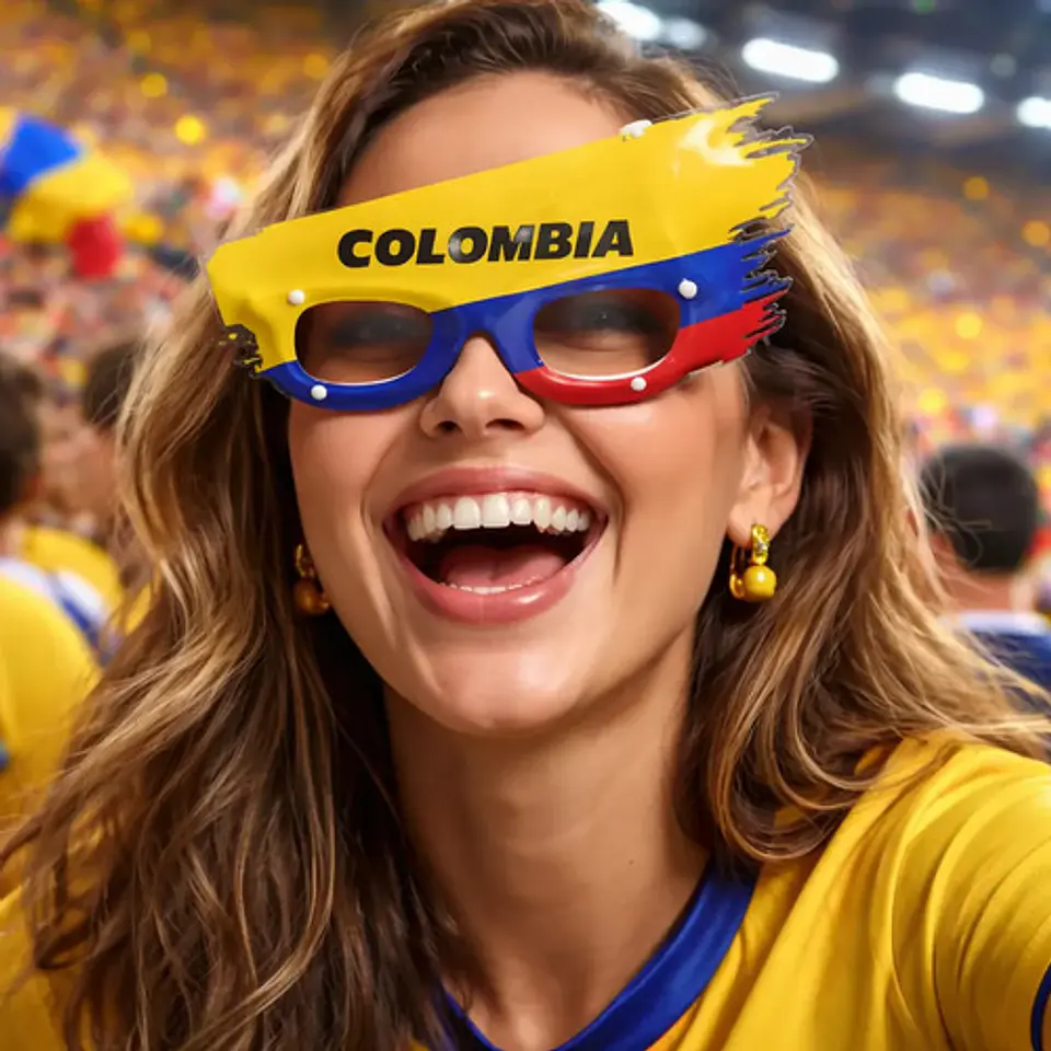 Gafas Cotillón Bandera Seleccion Colombia Mundial Fiestas Blanco Ojos Locos 3