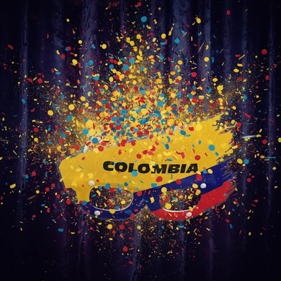 Gafas Cotillón Bandera Seleccion Colombia Mundial Fiestas Blanco Ojos Locos 4