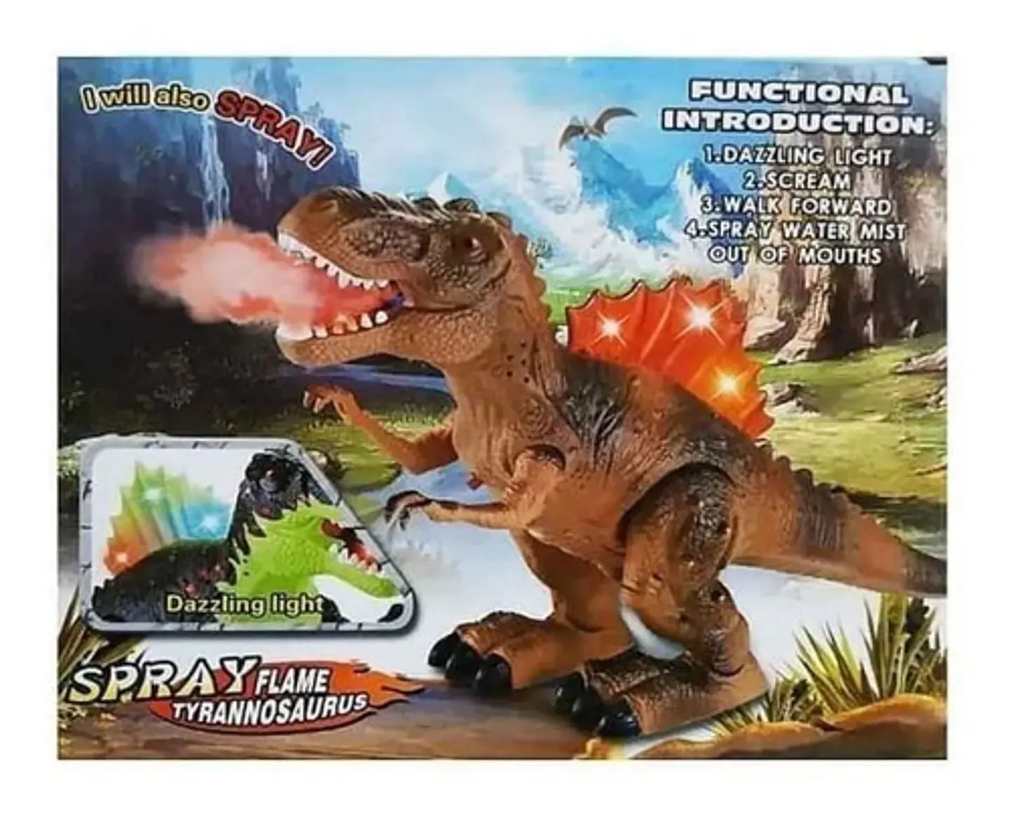 Dinosaurio Electrónico 29cm Lanza Vapor Luces Y Sonido 3330 3