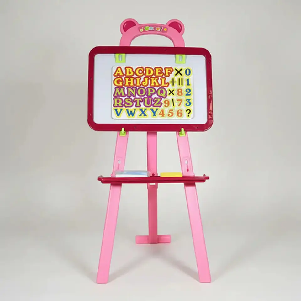Tablero Pizarra Infantil Acrílico Tiza Y Magnético Caballete Color Rosa 4
