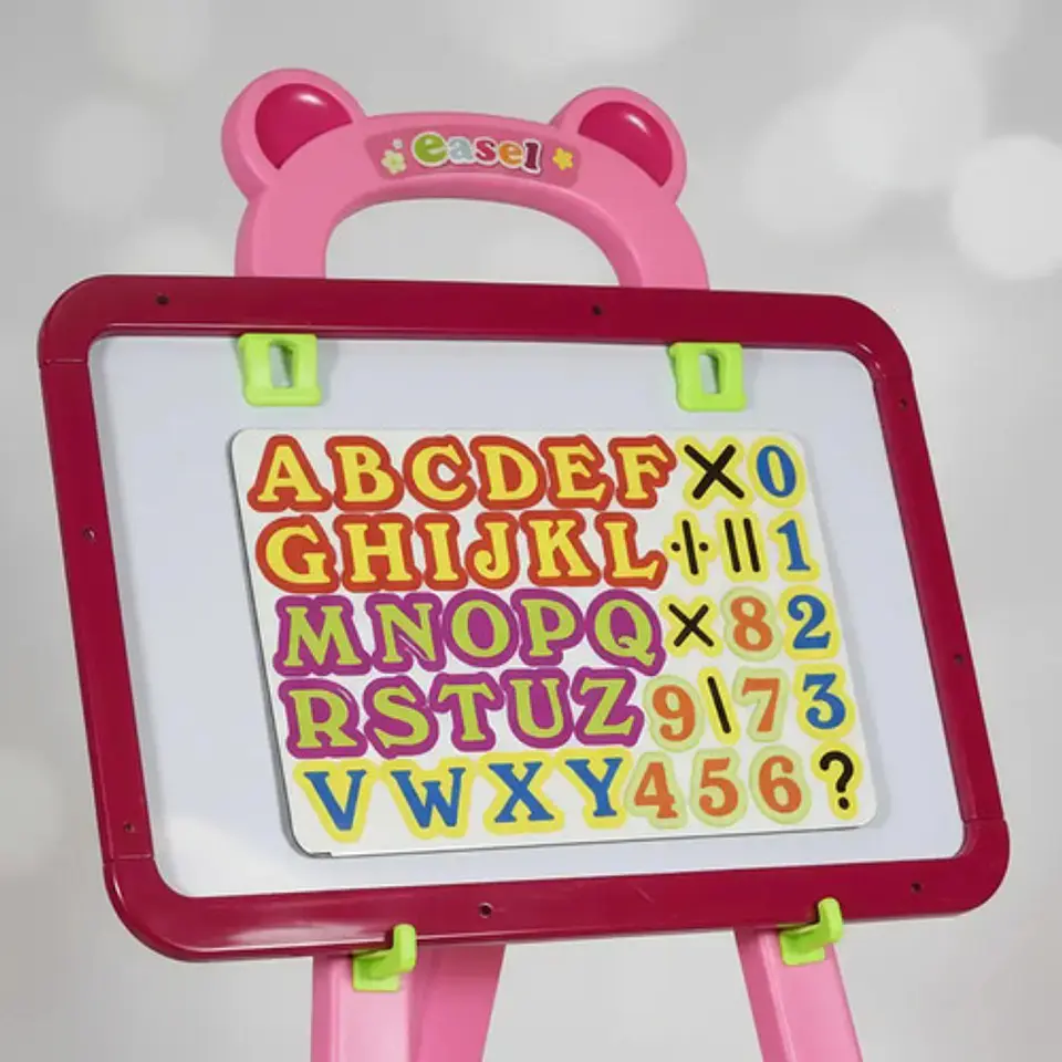 Tablero Pizarra Infantil Acrílico Tiza Y Magnético Caballete Color Rosa 6
