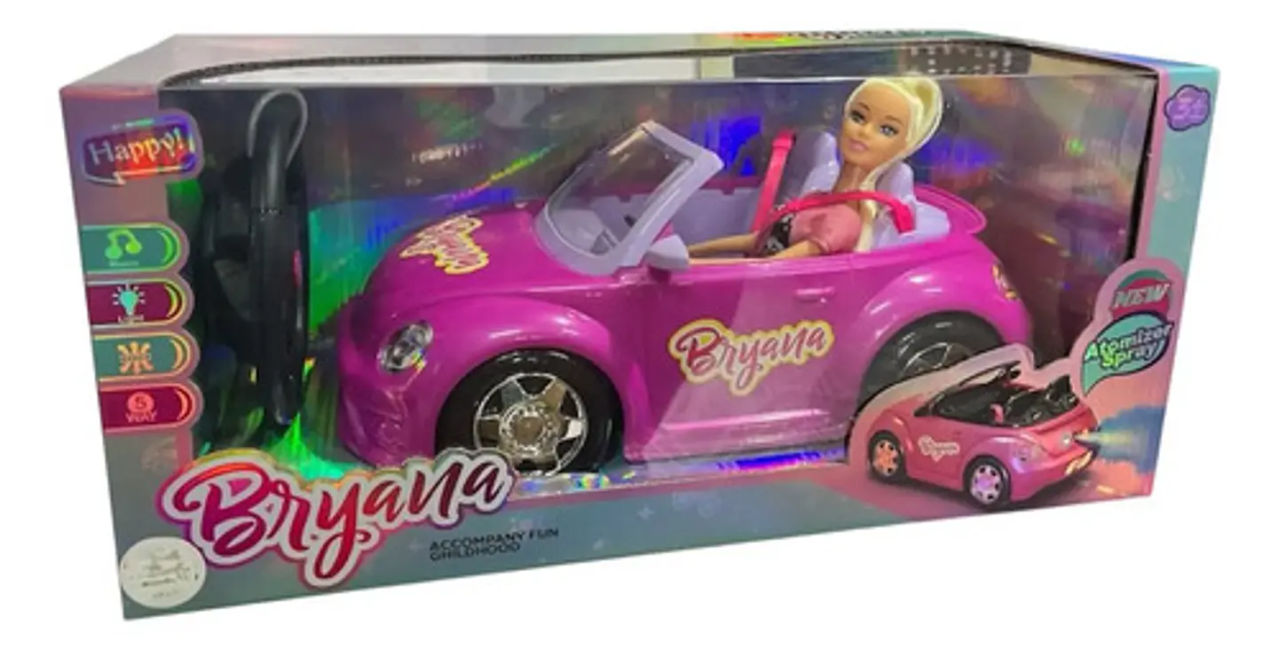 Carro Control Remoto Para Niña Batería Recargable Luces Humo 9