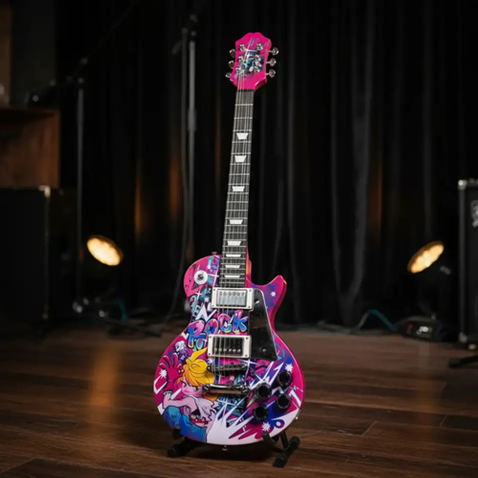 Guitarra Eléctrica Infantil Micrófono Diadema Hk-9178b 12