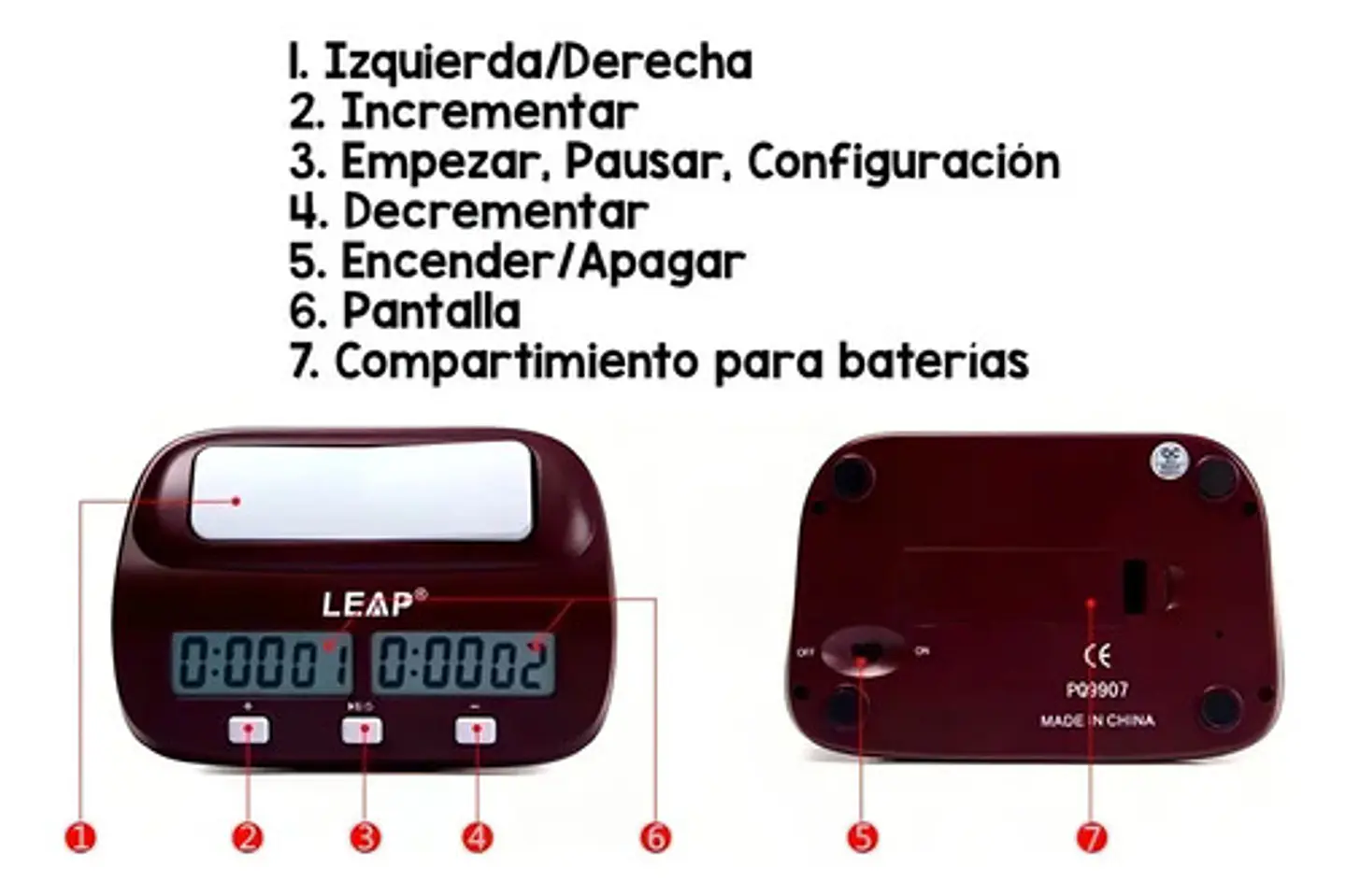 Reloj Ajedrez Digital Profesional Temporizador Juego De Mesa Leap Delay 9