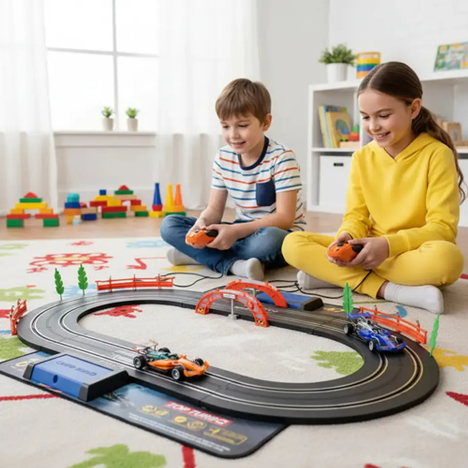 Pista Eléctrica 180cm Circuito Velocidad 2 Carros 3 En 1 Negro 1