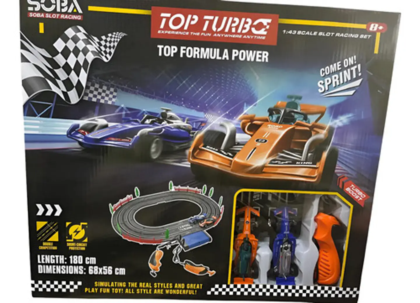 Pista Eléctrica 180cm Circuito Velocidad 2 Carros 3 En 1 Negro 3
