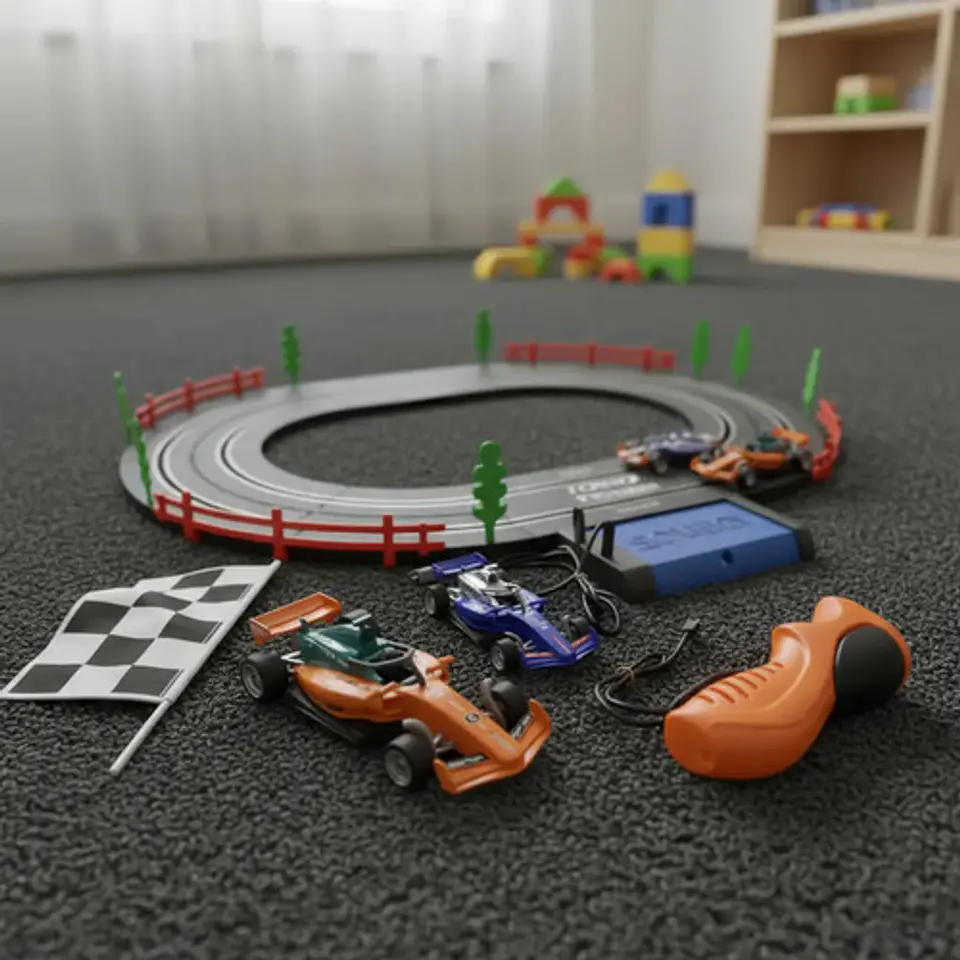 Pista Eléctrica 180cm Circuito Velocidad 2 Carros 3 En 1 Negro 4