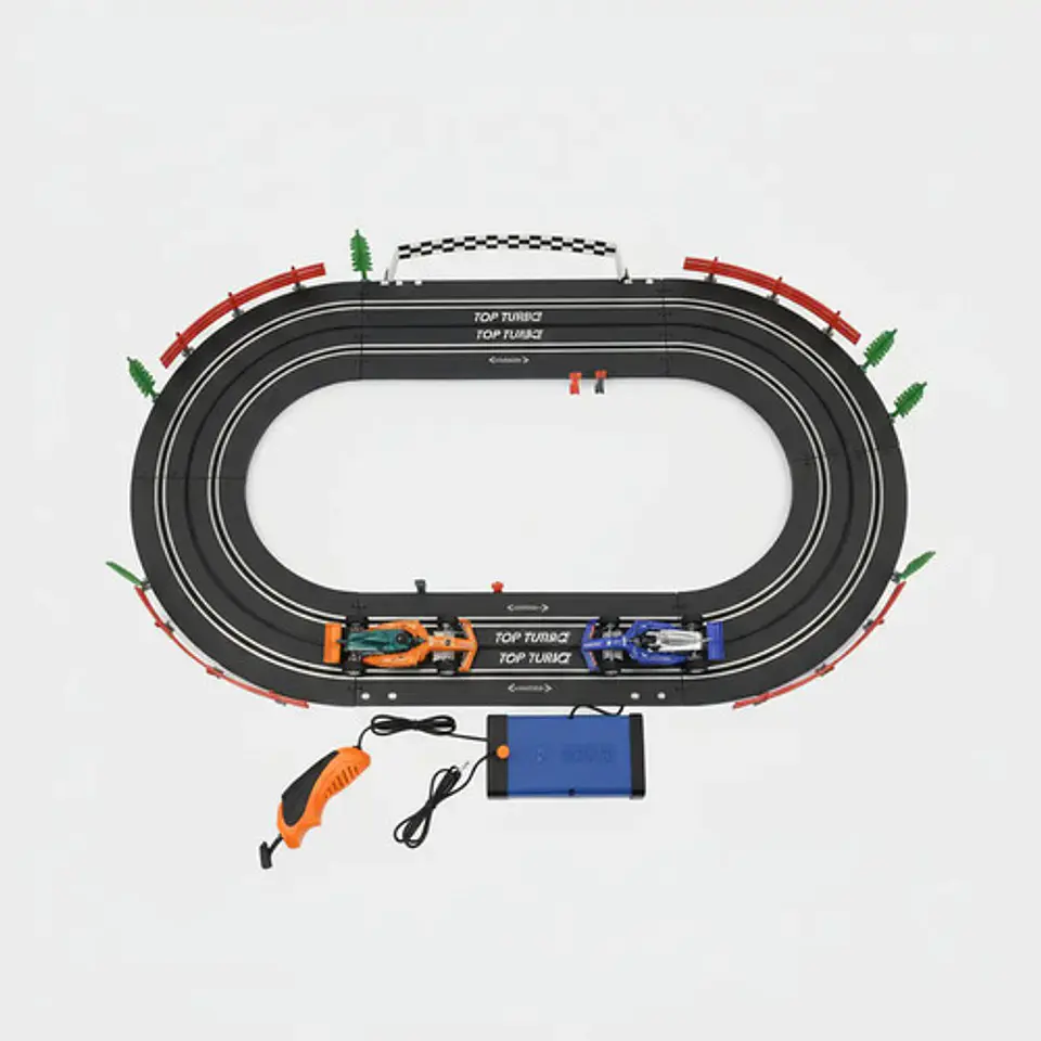 Pista Eléctrica 180cm Circuito Velocidad 2 Carros 3 En 1 Negro 5