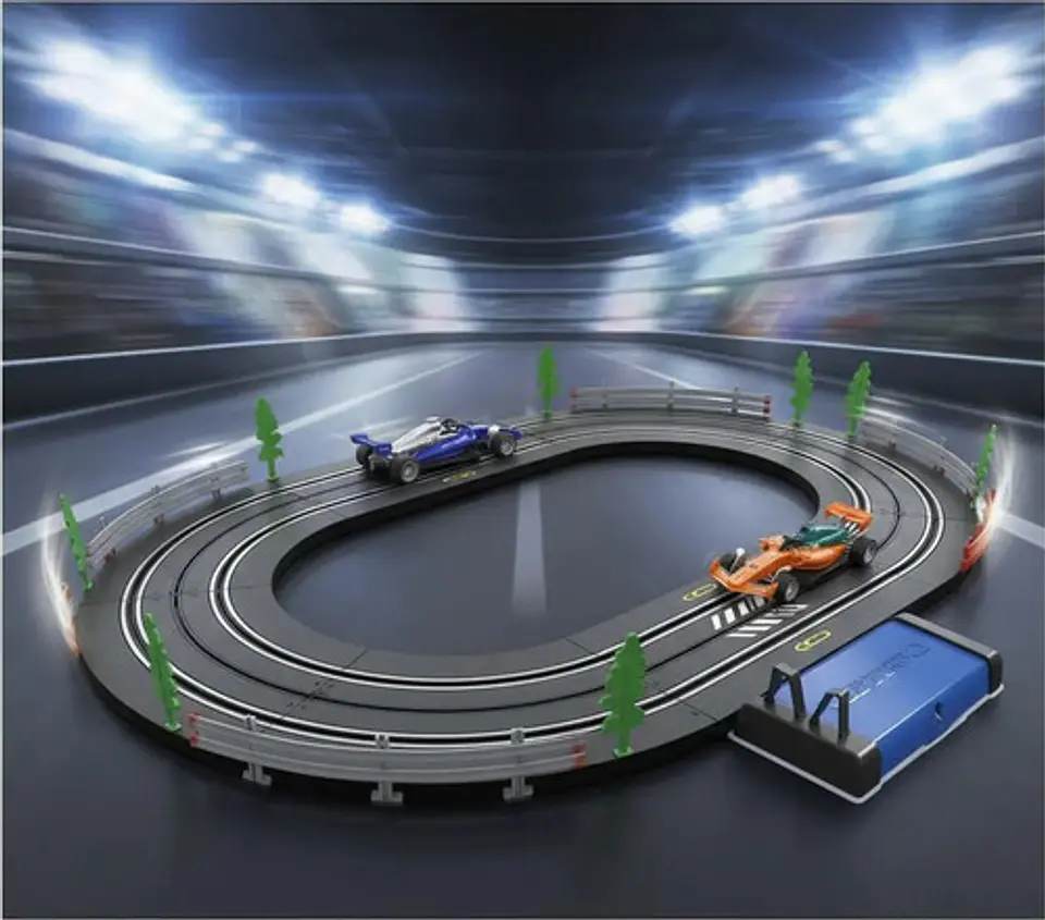 Pista Eléctrica 180cm Circuito Velocidad 2 Carros 3 En 1 Negro 6
