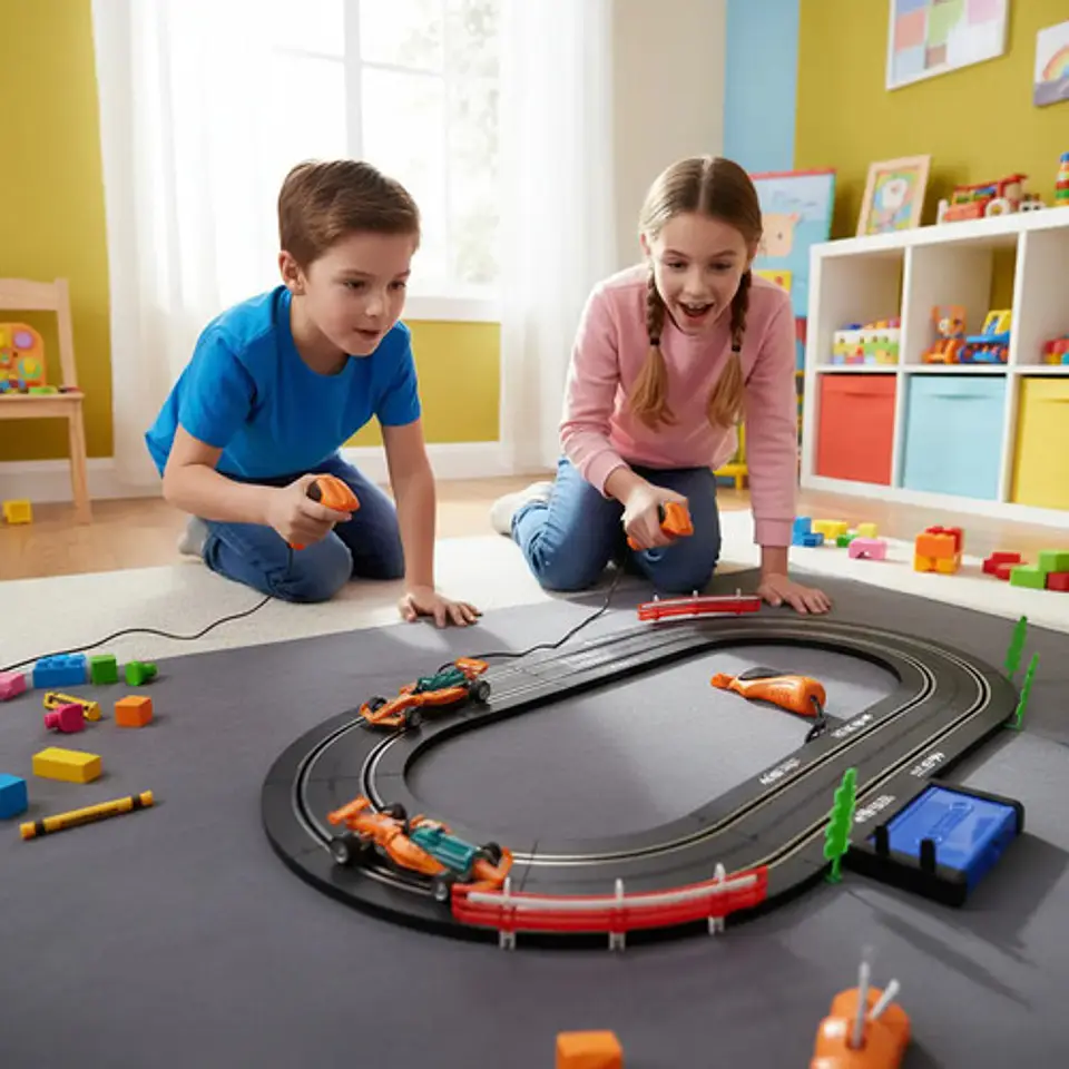Pista Eléctrica 180cm Circuito Velocidad 2 Carros 3 En 1 Negro 10