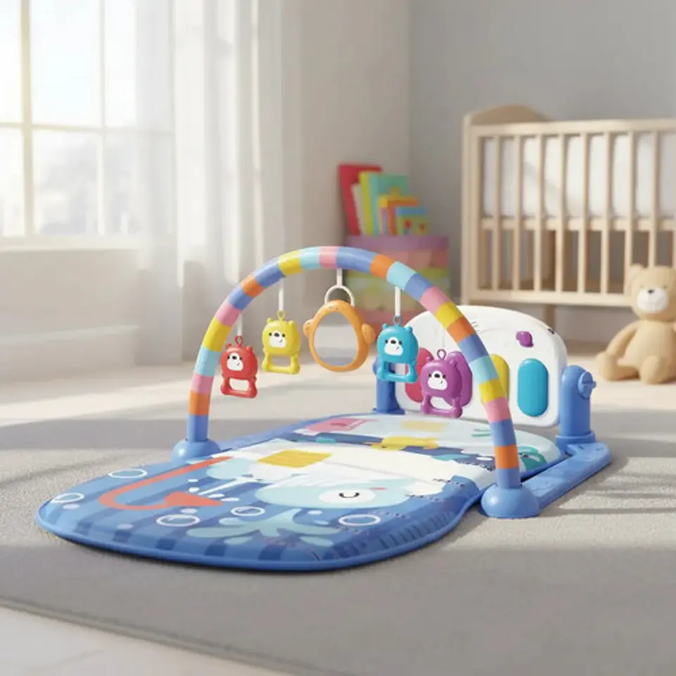 Gimnasio Piano Musical Para Bebé Tapete Arco Ballena 18m+ 4