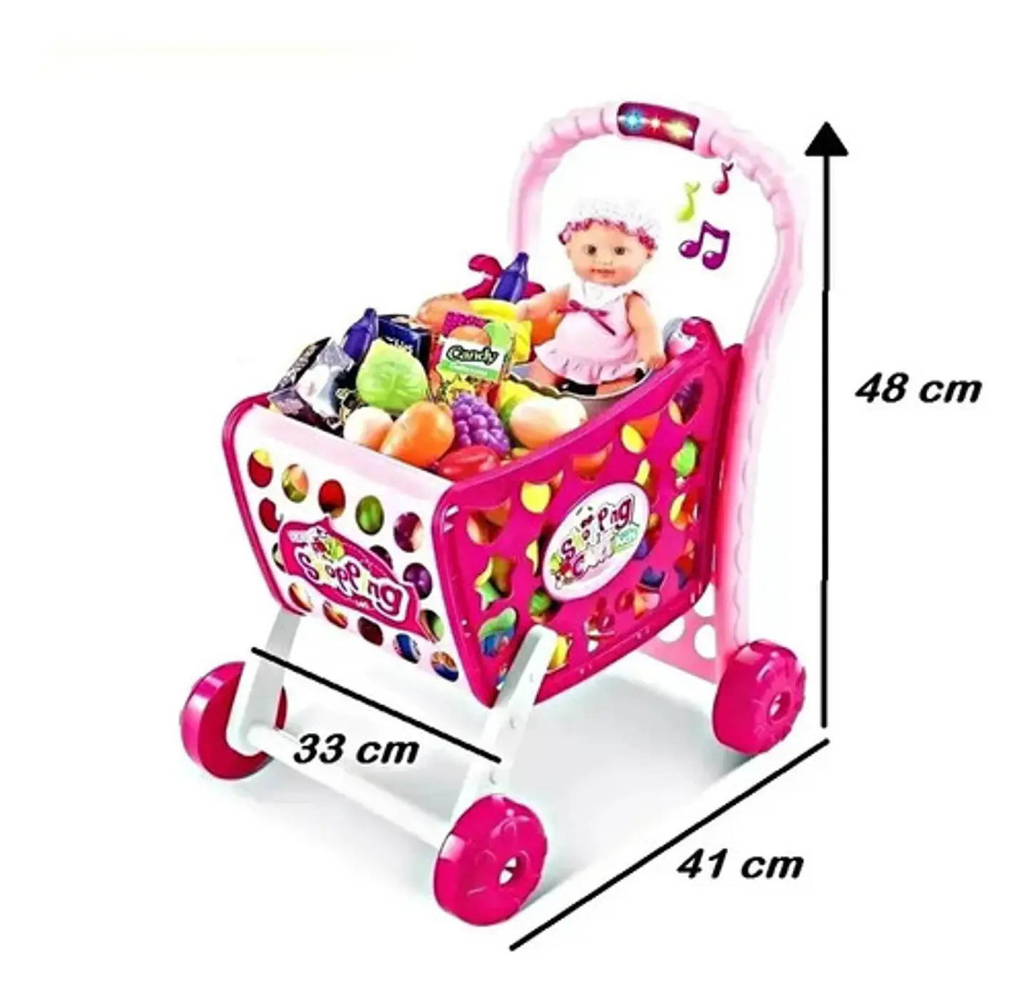 Supermercado Carrito Frutas Juguete Sonido 008-903 Rosa 4