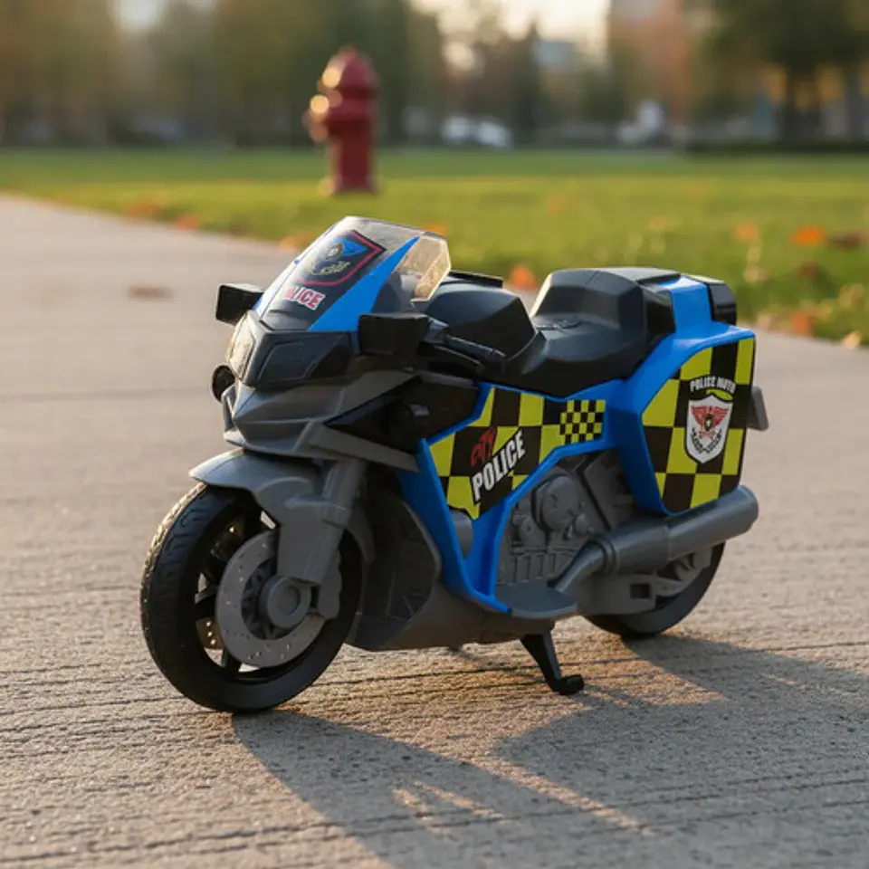Moto Policia Juguete  Luces Y Sonido Escala 1:16 Traccion 1