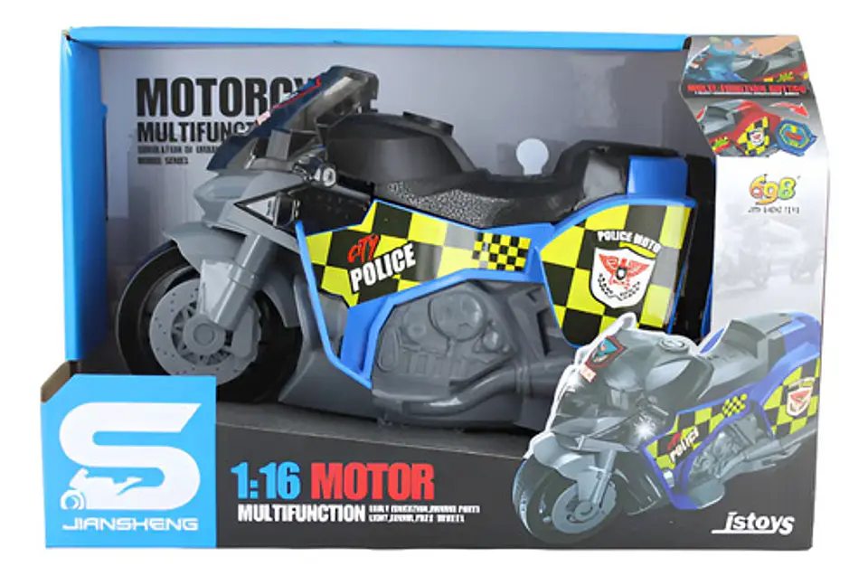 Moto Policia Juguete  Luces Y Sonido Escala 1:16 Traccion 2
