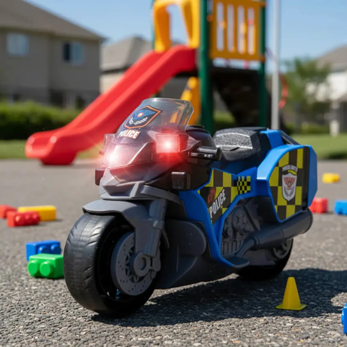 Moto Policia Juguete  Luces Y Sonido Escala 1:16 Traccion 3