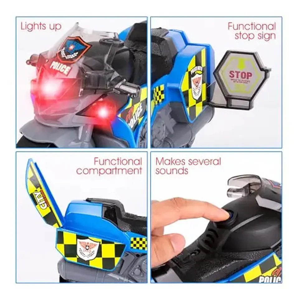 Moto Policia Juguete  Luces Y Sonido Escala 1:16 Traccion 6