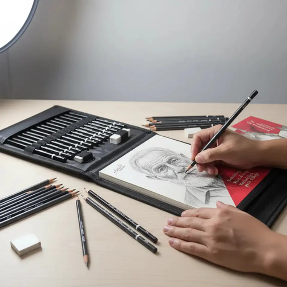 Kit De Dibujo Artístico 17 Piezas Con Estuche Protector 3