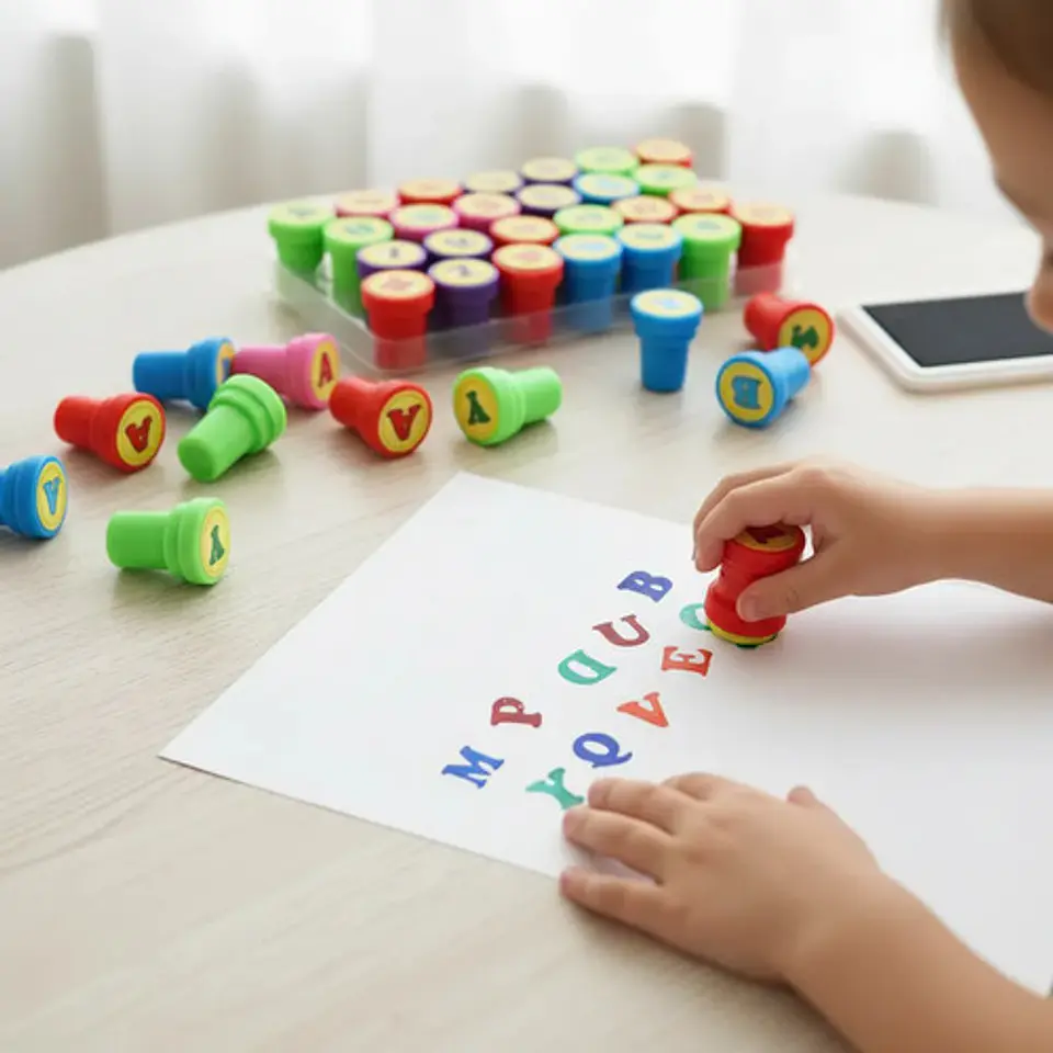 Set Sellos Infantiles 26 Letras Abecedario Colores Niños 4