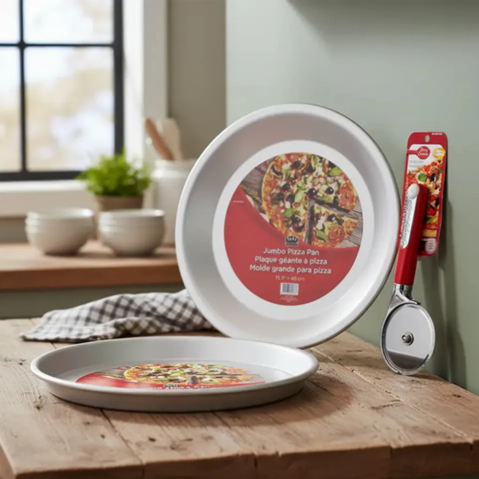 Combo Pizzero Molde 40cm Pizza + Rebanador De Pizza 1