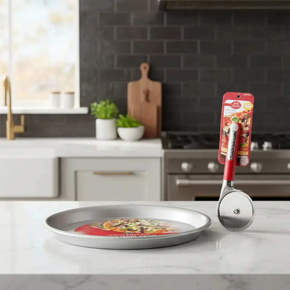 Combo Pizzero Molde 40cm Pizza + Rebanador De Pizza 2
