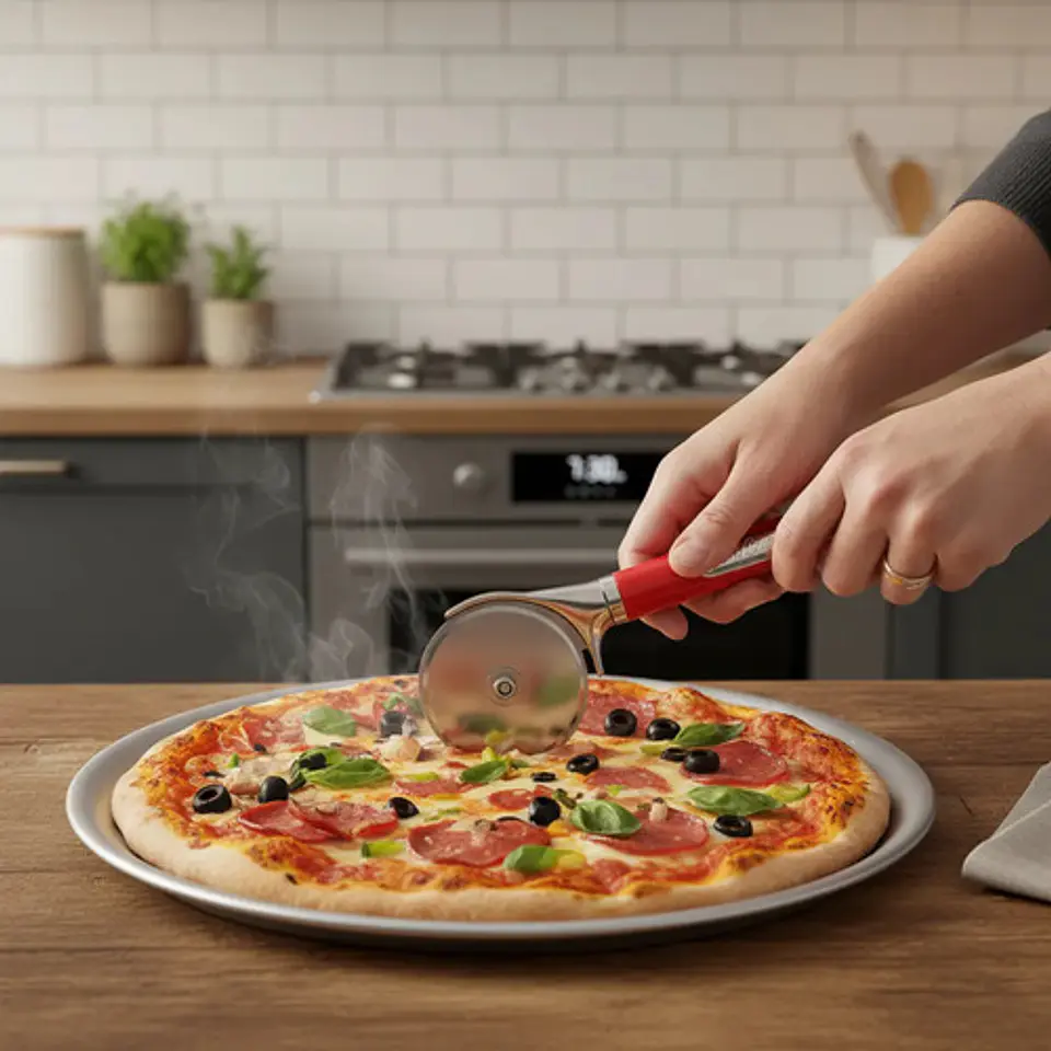 Combo Pizzero Molde 40cm Pizza + Rebanador De Pizza 3