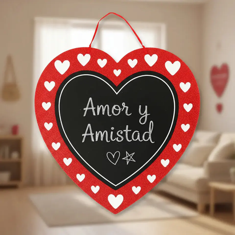 Letrero Pizarra Corazón Amor Y Amistad 34cm 1