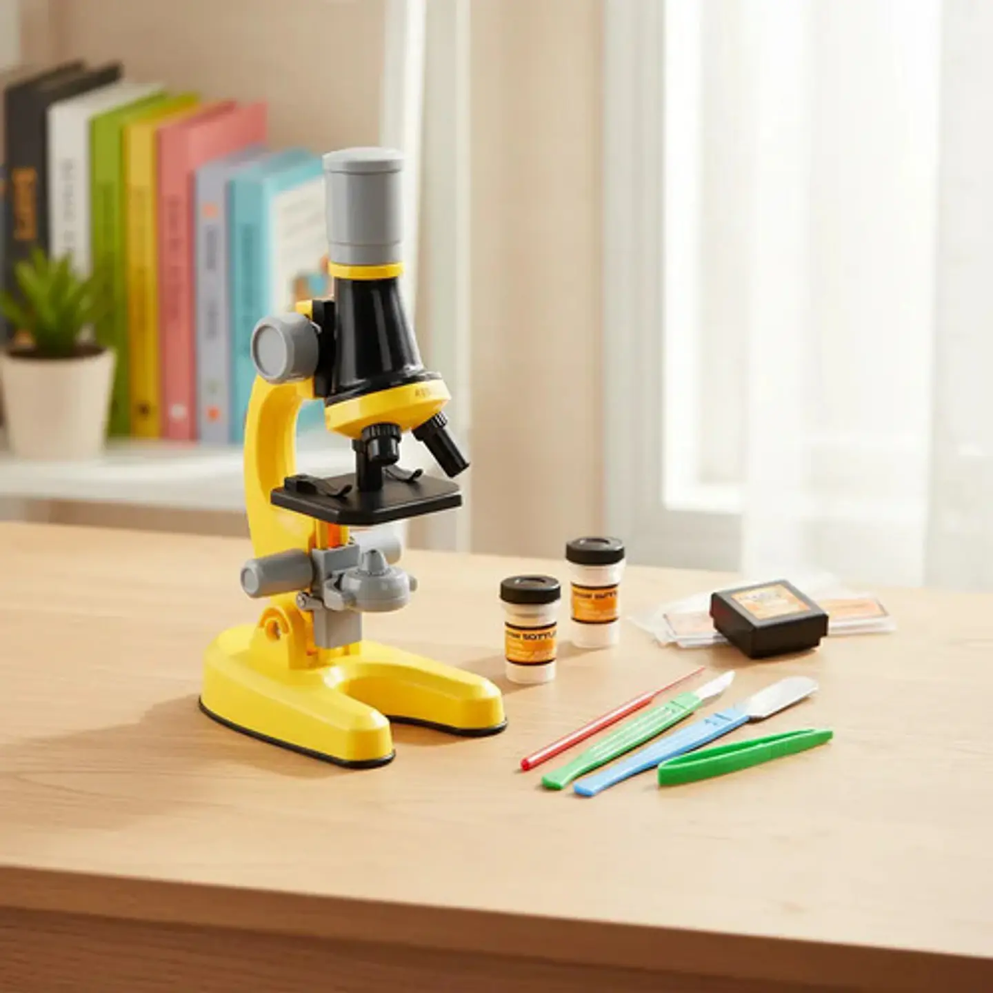 Microscopio Infantil Educativo Con Accesorios Steam Ciencia Color Amarillo 3