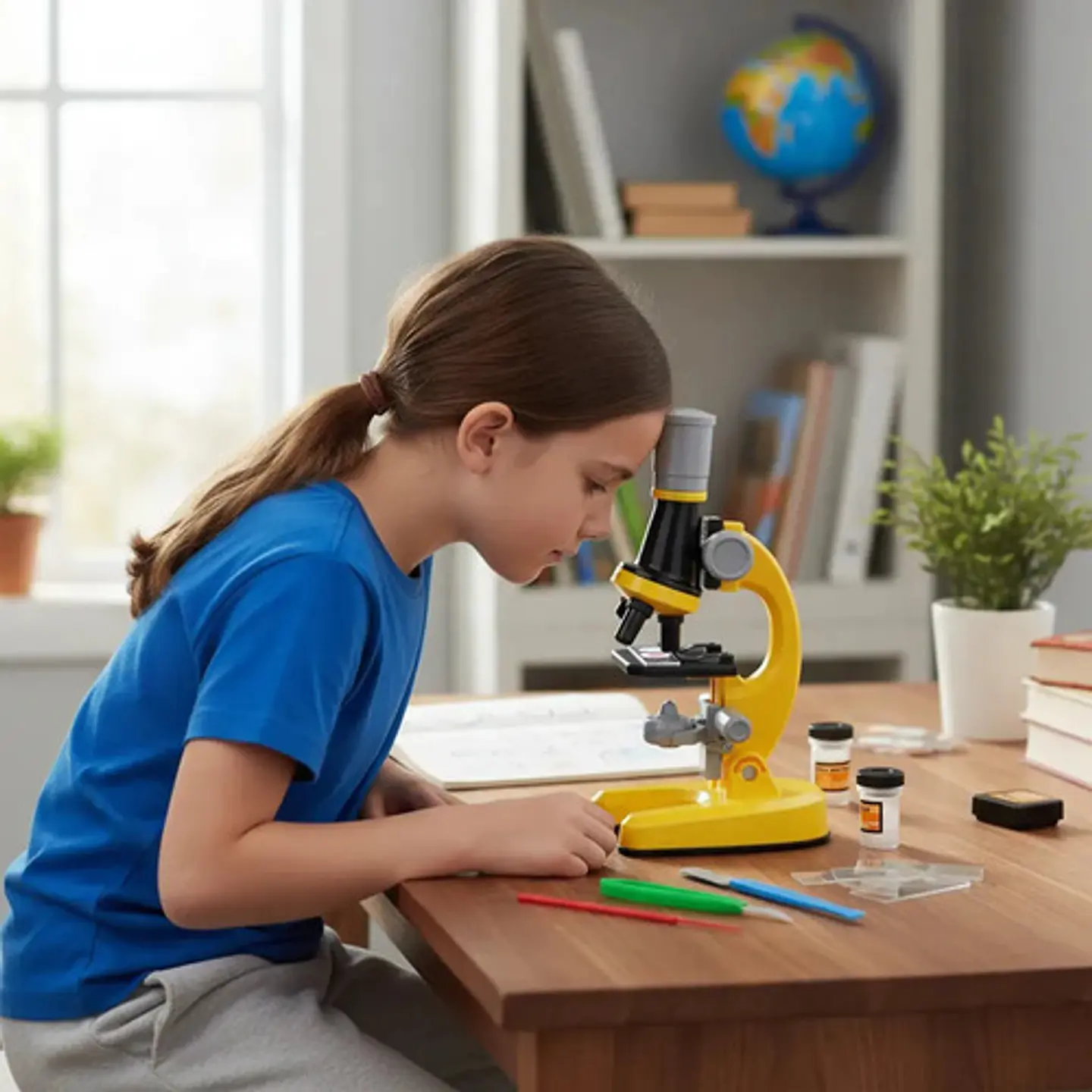 Microscopio Infantil Educativo Con Accesorios Steam Ciencia Color Amarillo 4