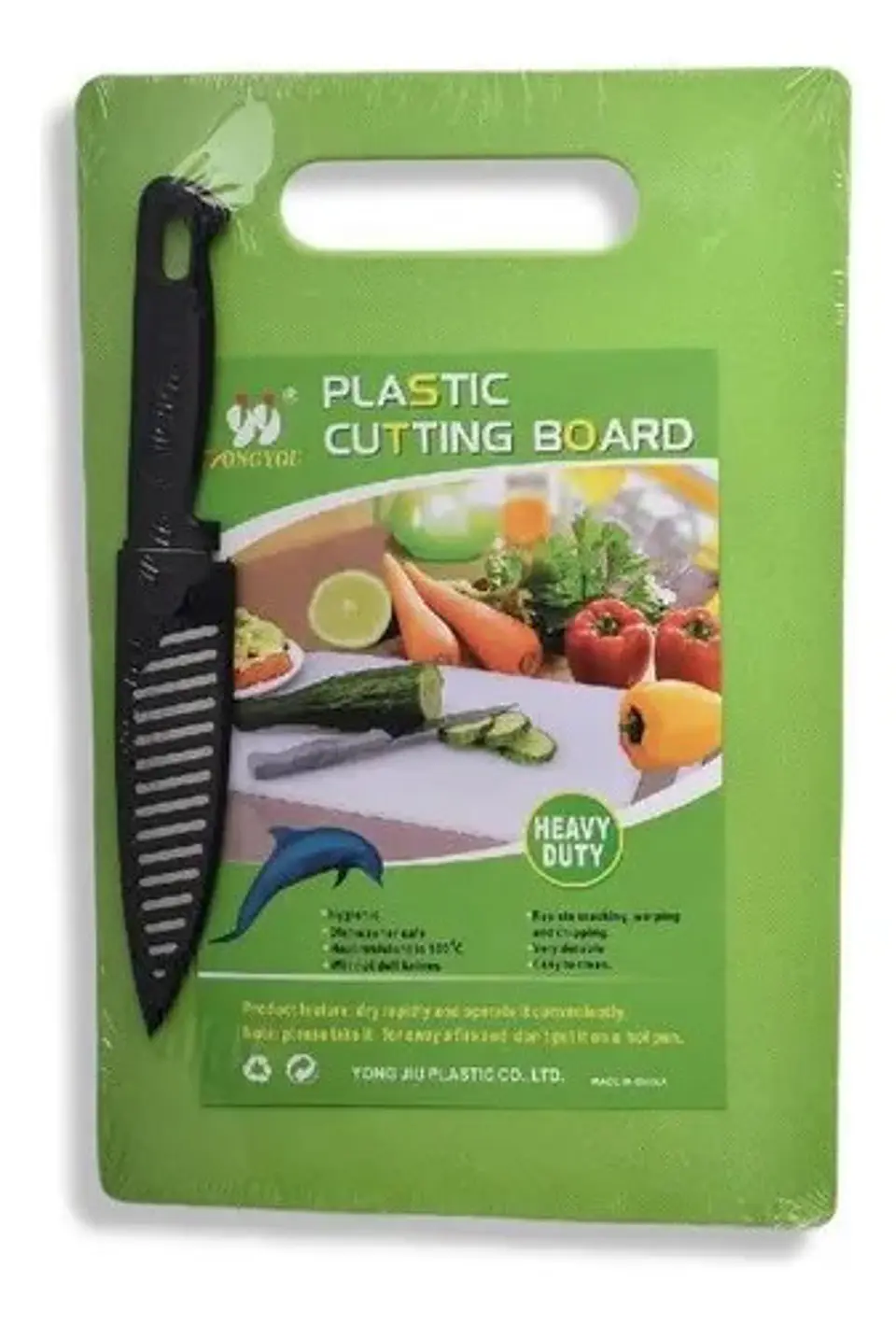 Tabla De Picar Plástica Verde Con Cuchillo Cocina 29cmx20cm 4